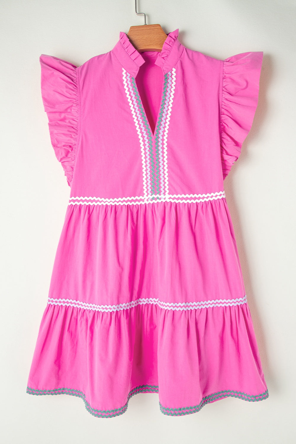 Millie Ruffled Notched Cap Sleeve Mini Dress