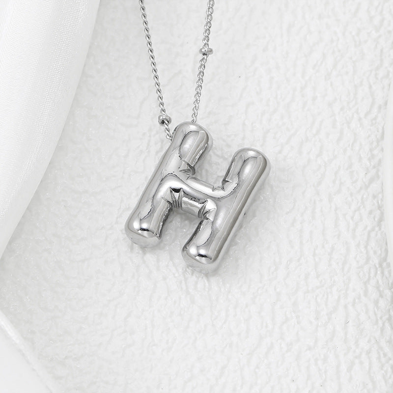 Bubble Letter Pendant Necklace (A-L)