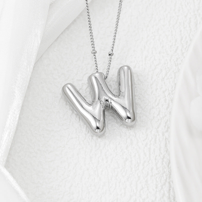 Bubble Letter Pendant Necklace (M-Z)
