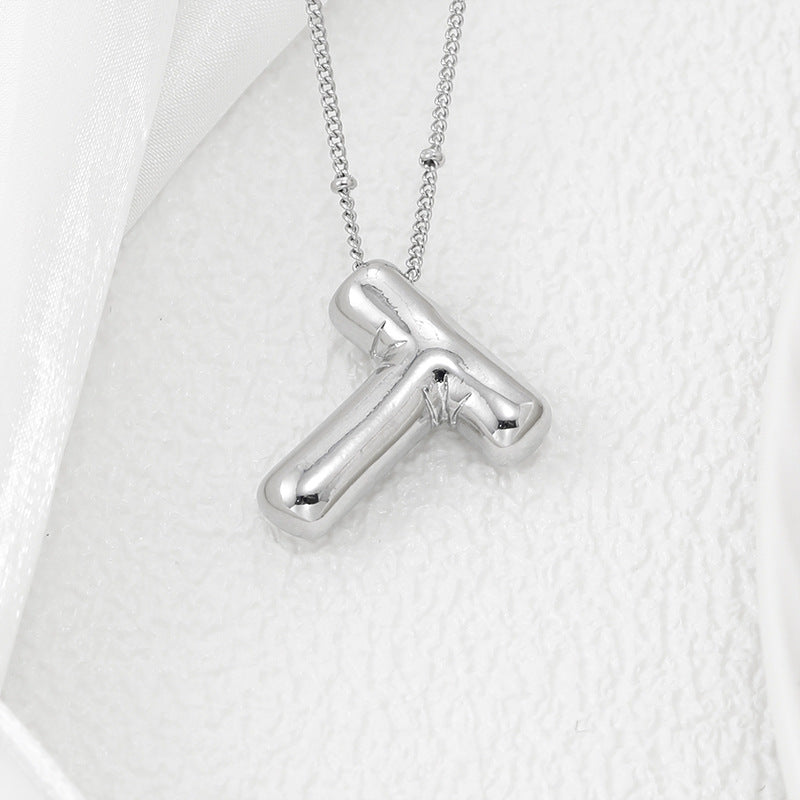 Bubble Letter Pendant Necklace (M-Z)
