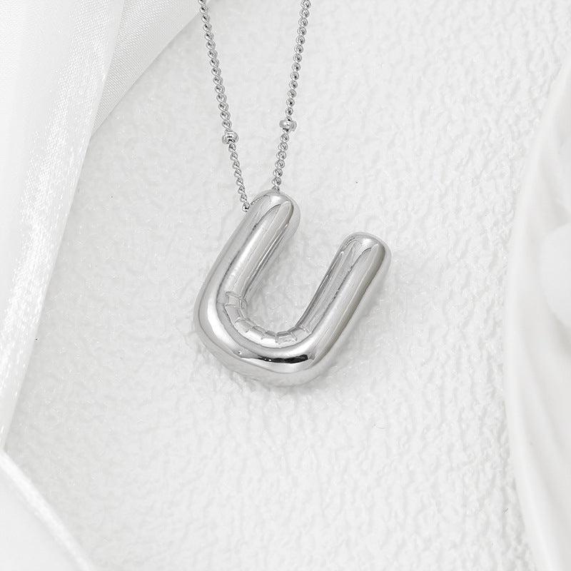 Bubble Letter Pendant Necklace (M-Z)