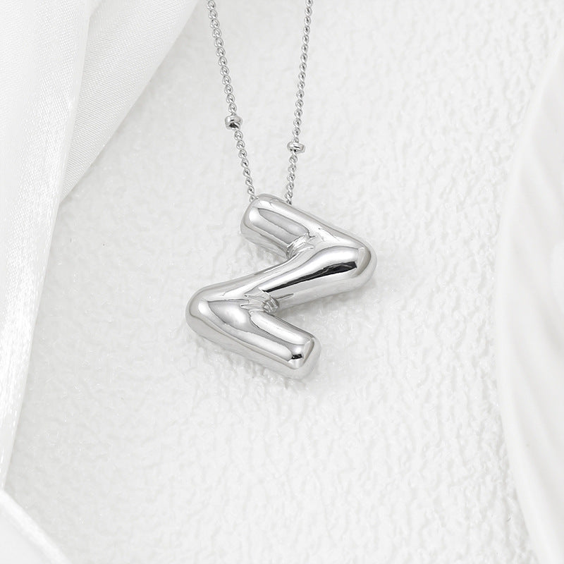 Bubble Letter Pendant Necklace (M-Z)