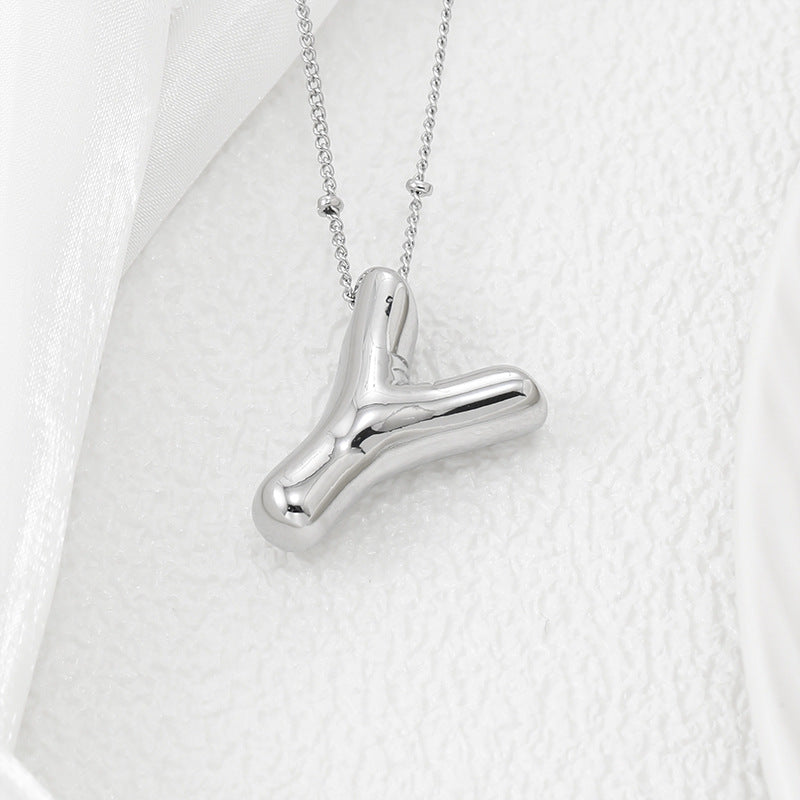 Bubble Letter Pendant Necklace (M-Z)