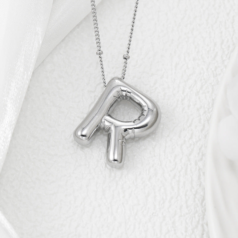 Bubble Letter Pendant Necklace (M-Z)