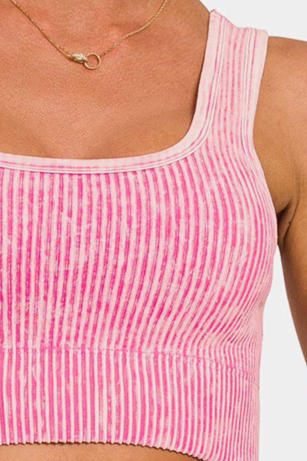 Haley Ribbed Square Neck Wide Strap Tank