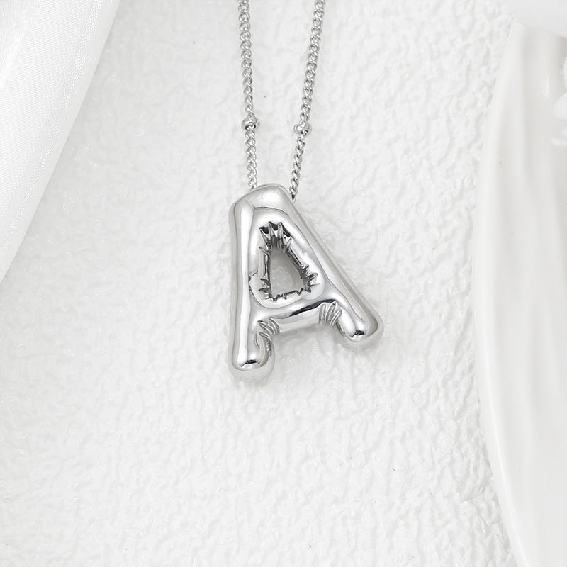 Bubble Letter Pendant Necklace (A-L)