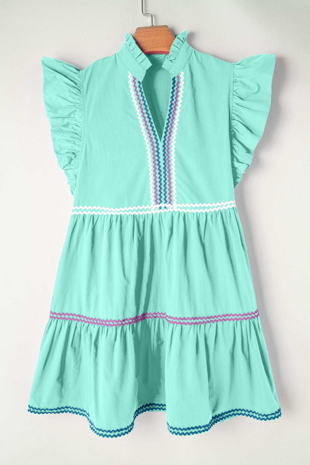 Millie Ruffled Notched Cap Sleeve Mini Dress