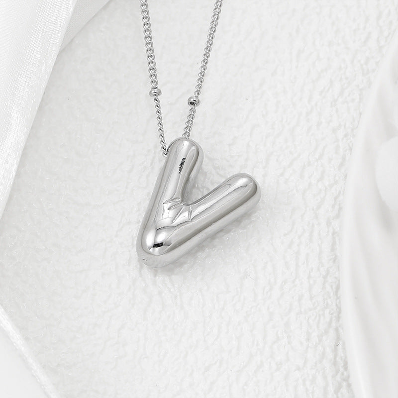 Bubble Letter Pendant Necklace (M-Z)