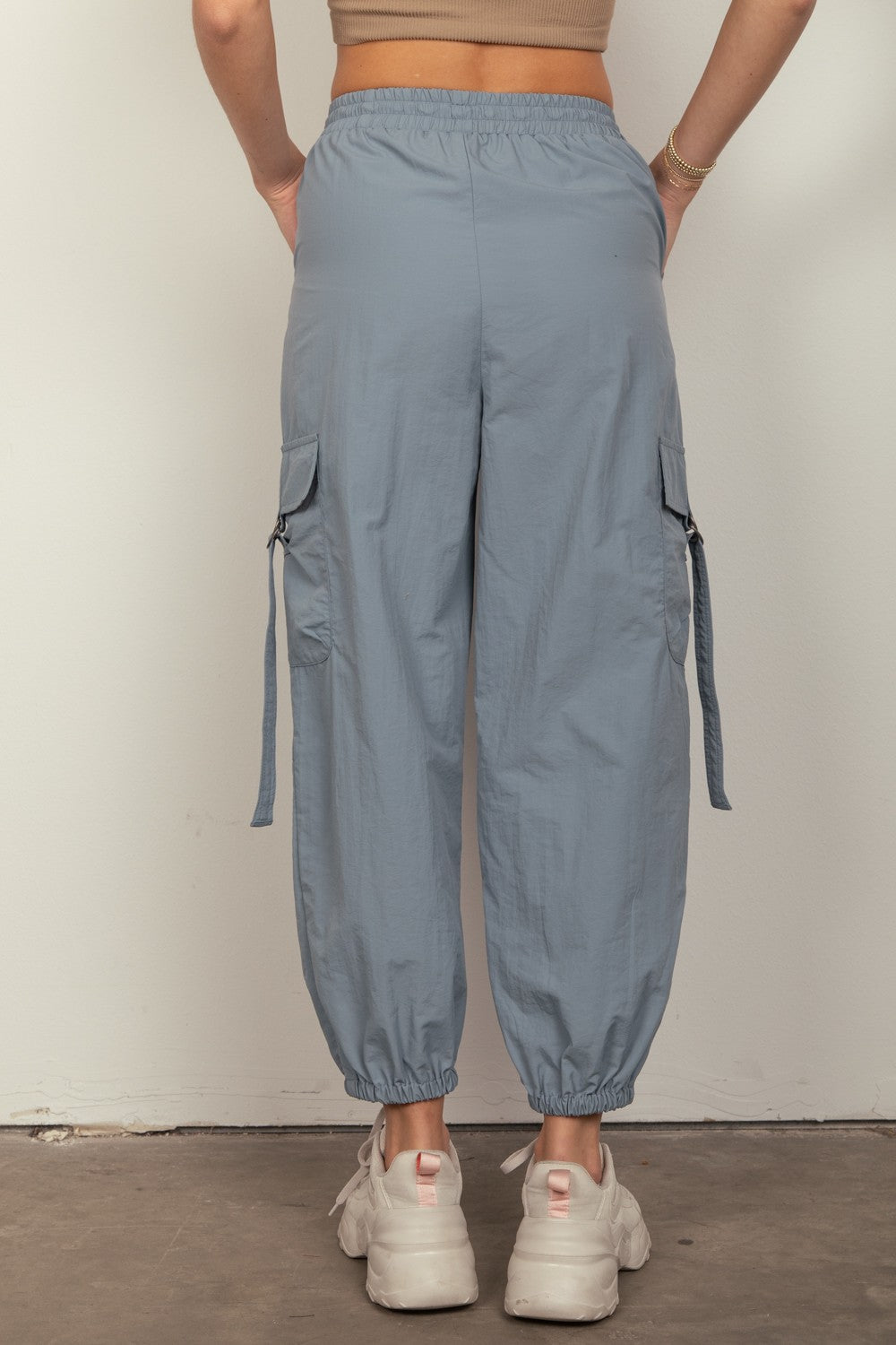 Jamie Elastic Waist Woven Cargo Pants