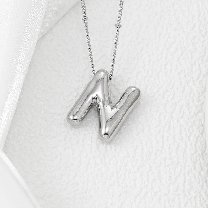 Bubble Letter Pendant Necklace (M-Z)