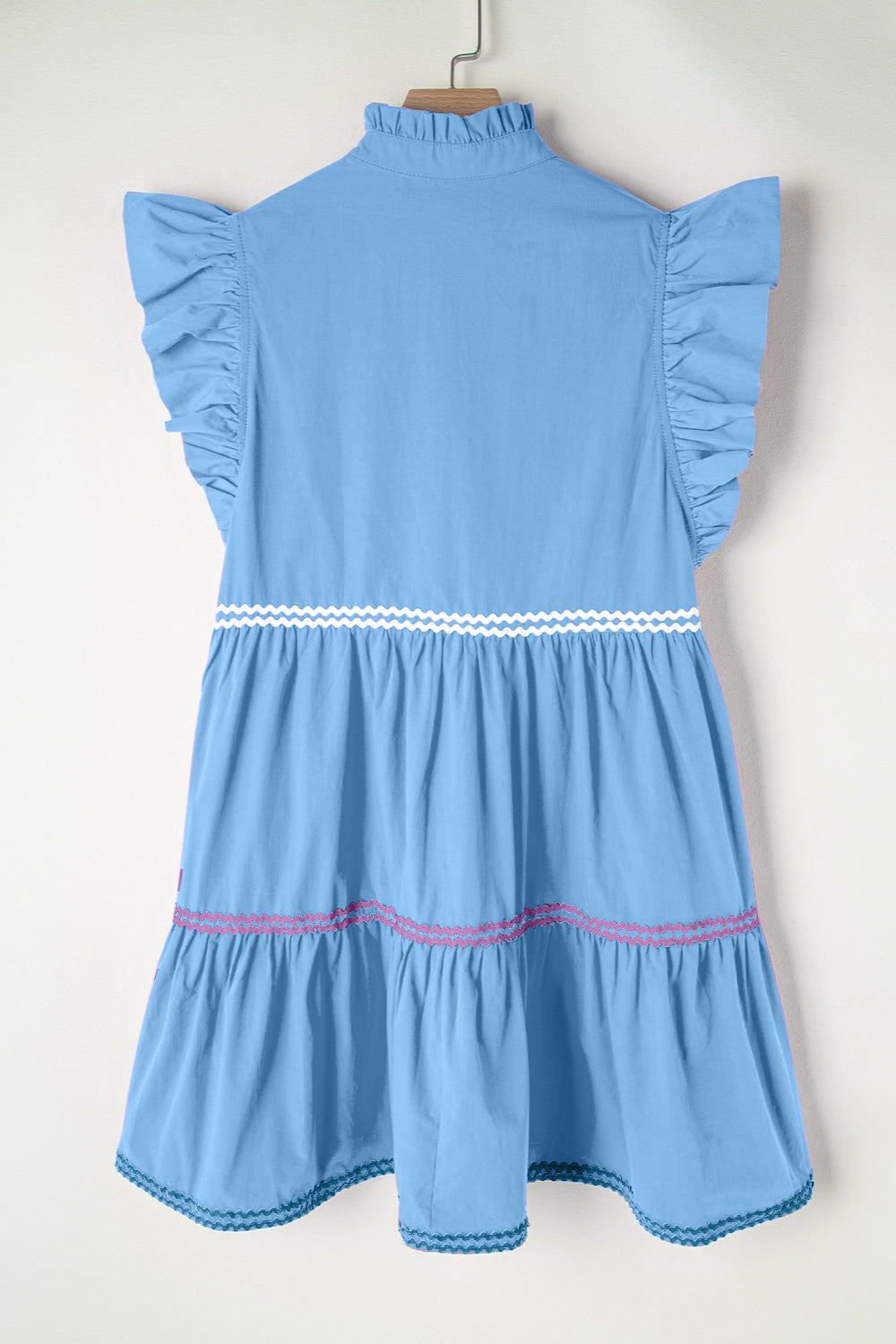Millie Ruffled Notched Cap Sleeve Mini Dress