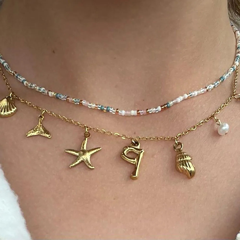 Initial Charm Necklace - Gold