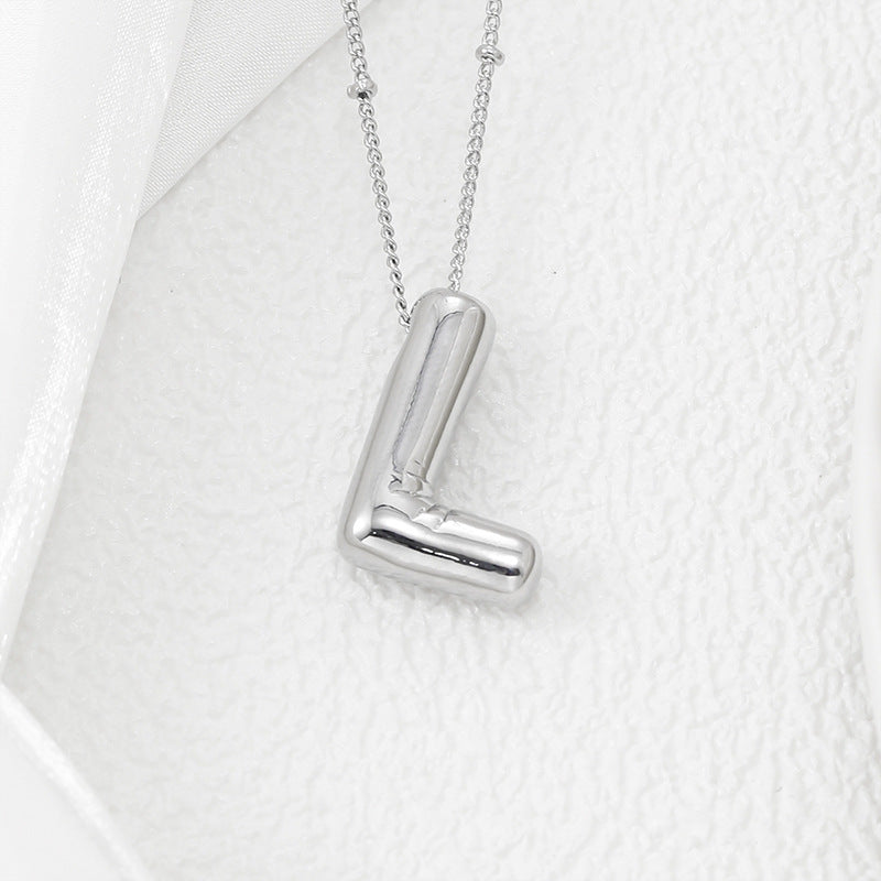 Bubble Letter Pendant Necklace (A-L)