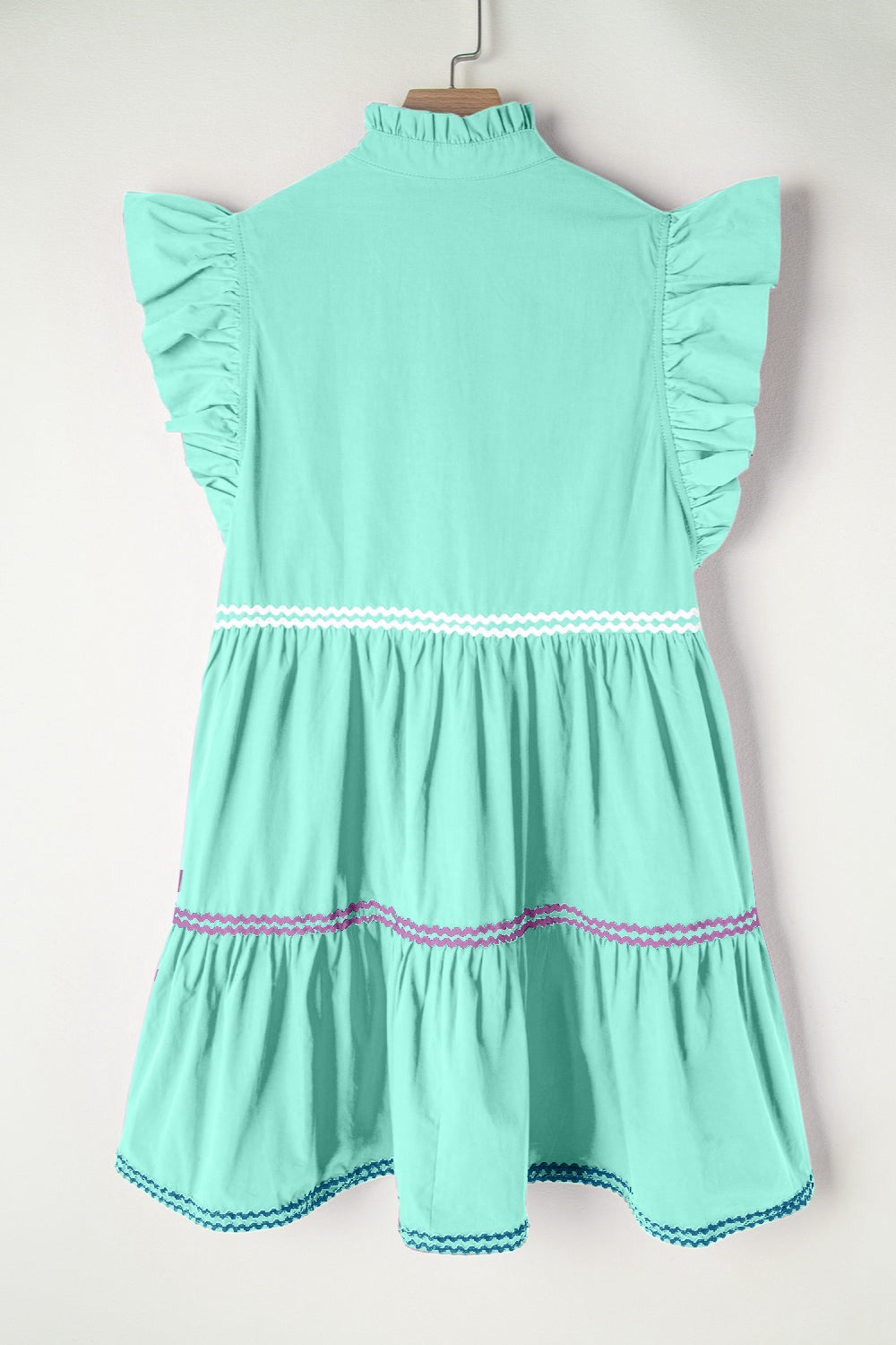 Millie Ruffled Notched Cap Sleeve Mini Dress