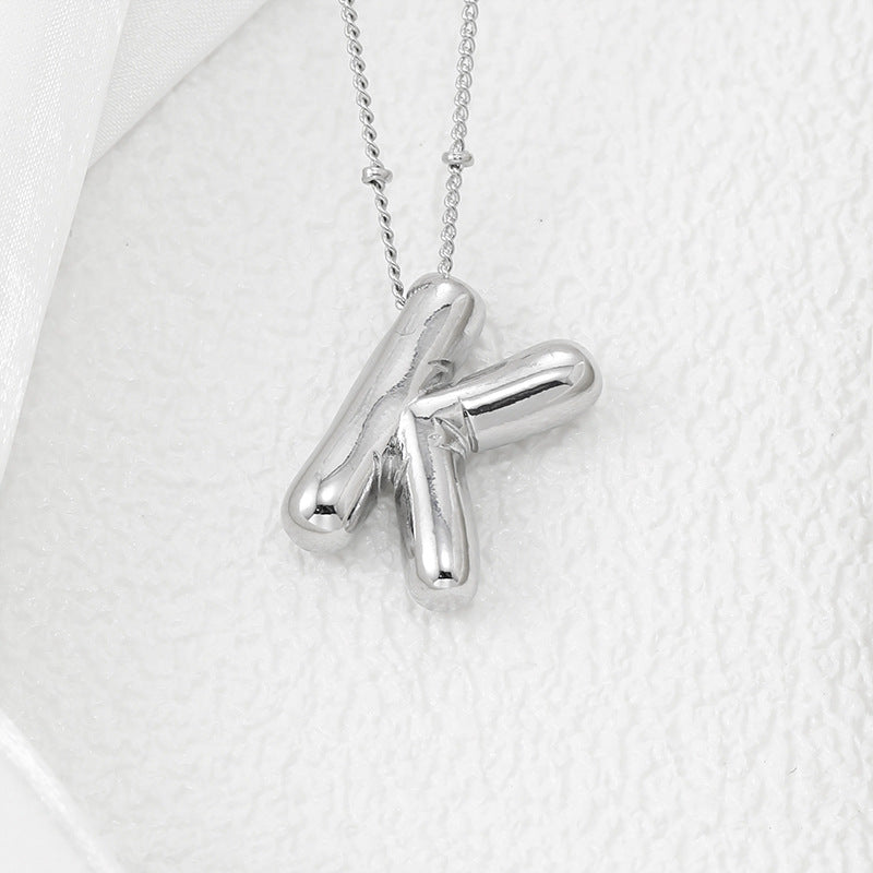 Bubble Letter Pendant Necklace (A-L)