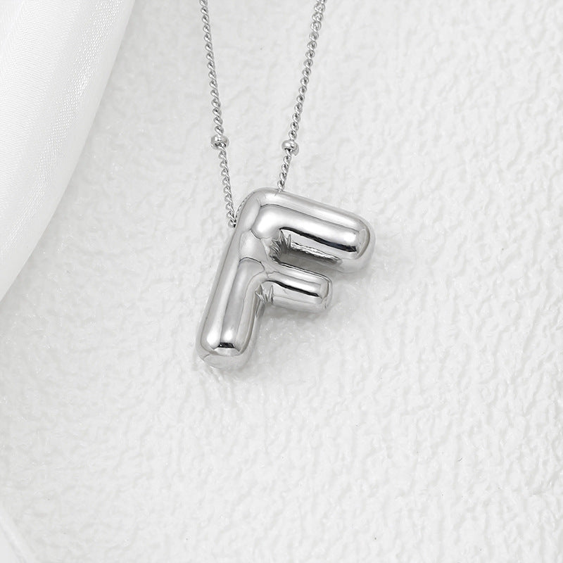 Bubble Letter Pendant Necklace (A-L)
