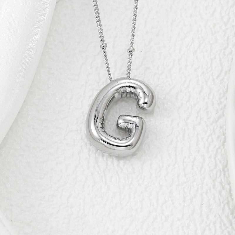 Bubble Letter Pendant Necklace (A-L)