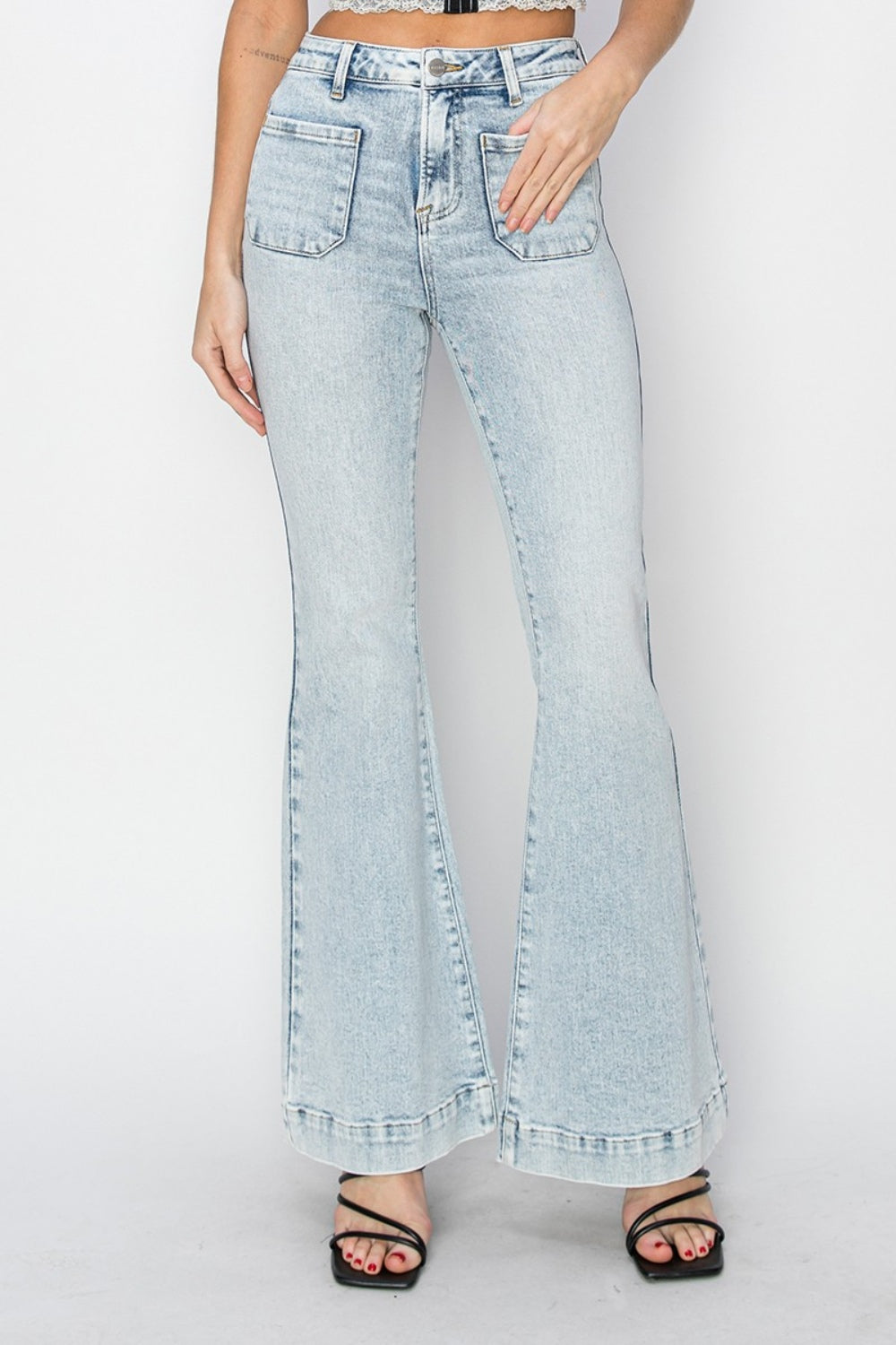 Vera High Rise Front Patch Pocket Flare Jeans