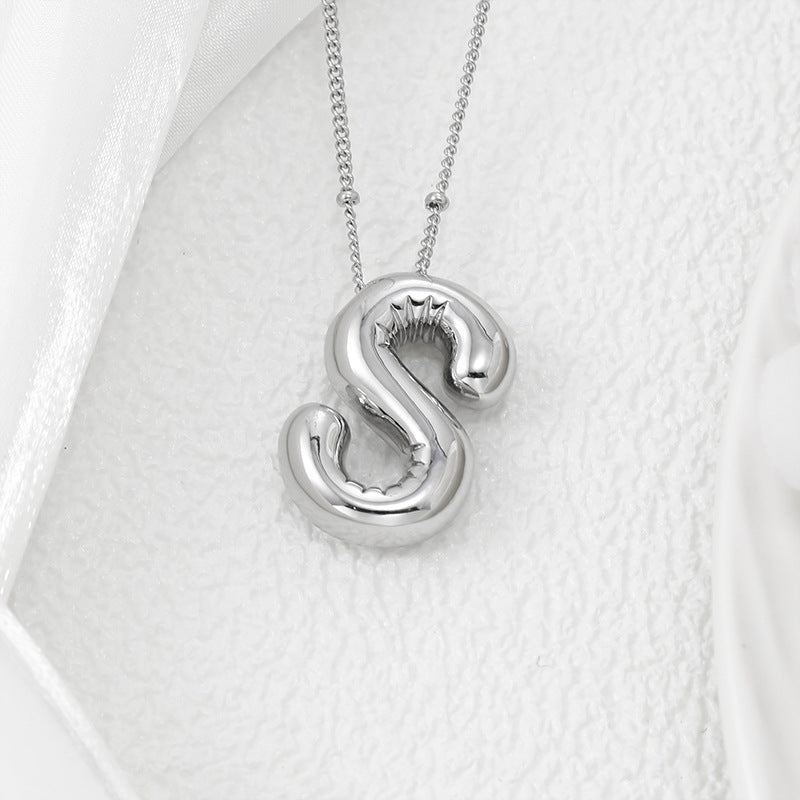 Bubble Letter Pendant Necklace (M-Z)