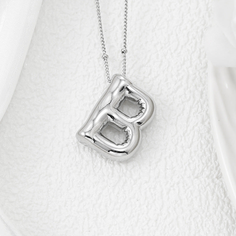 Bubble Letter Pendant Necklace (A-L)
