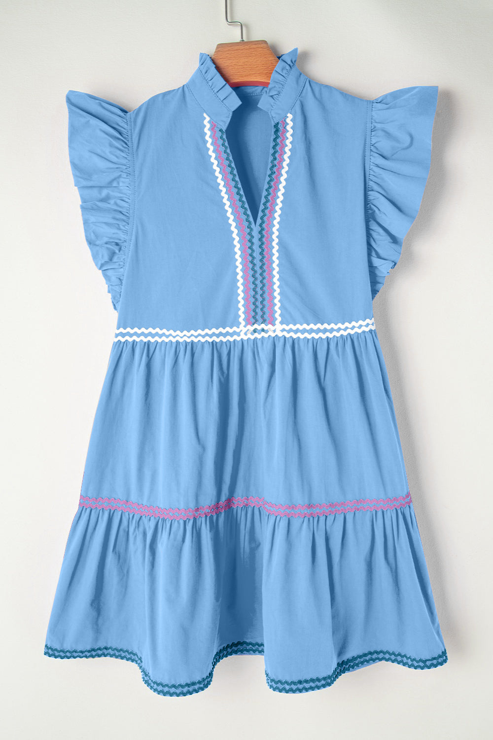 Millie Ruffled Notched Cap Sleeve Mini Dress