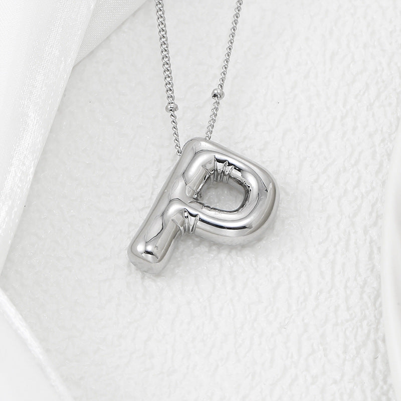 Bubble Letter Pendant Necklace (M-Z)