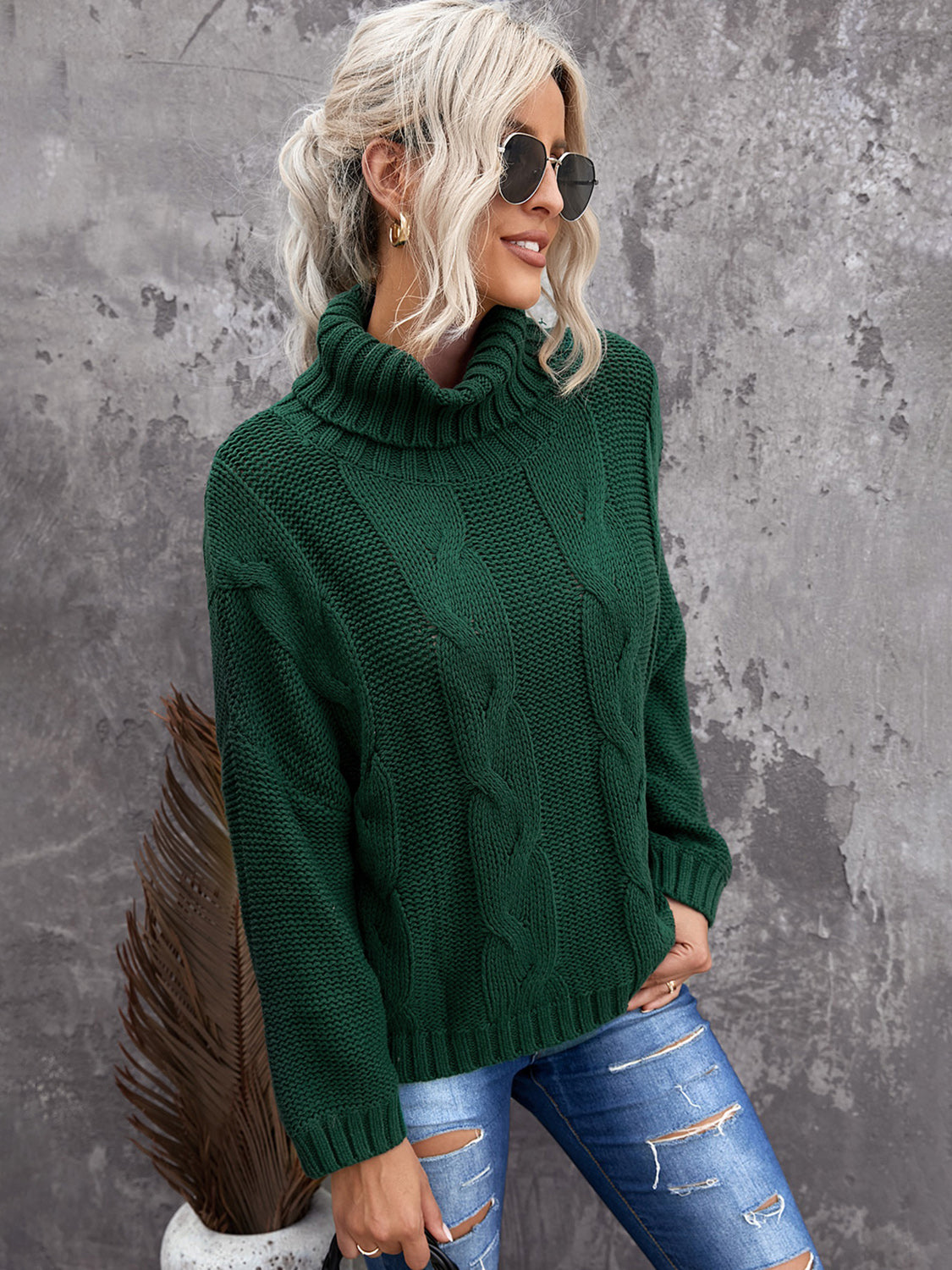 Sammy Cable-Knit Turtleneck Sweater
