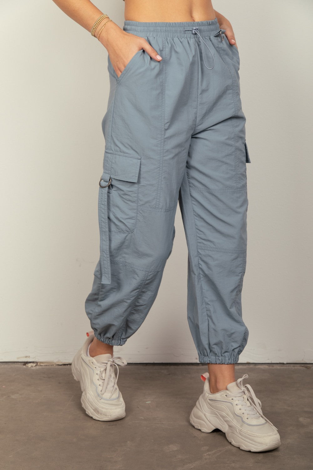 Jamie Elastic Waist Woven Cargo Pants