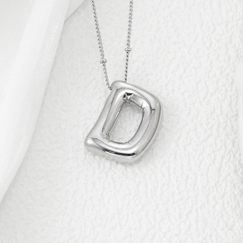 Bubble Letter Pendant Necklace (A-L)